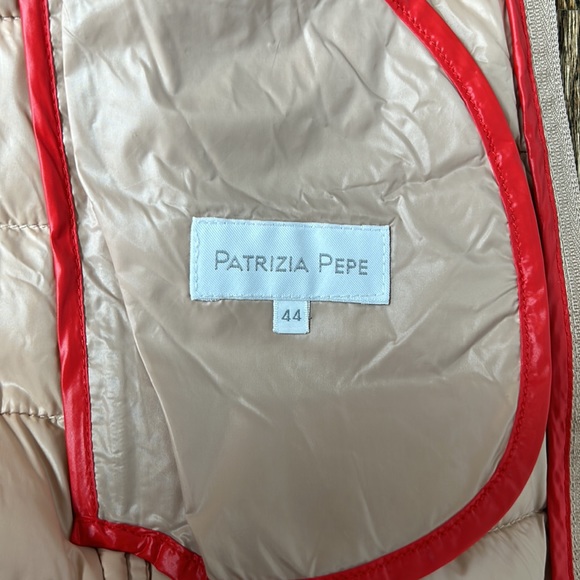 PATRIZIA PEPE Womens down feather puffer zip up jacket cream tan - Picture 8 of 12